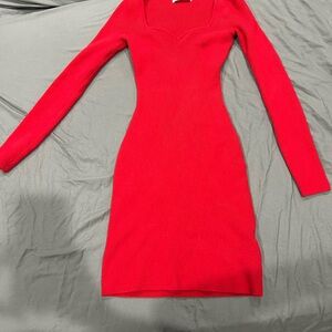 Abercrombie & Fitch Vibrant Red Long Sleeve Dress
